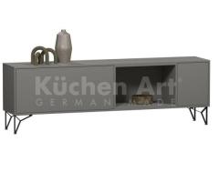 Buffet bas gris perle | Meuble contemporain sur pieds métalliques